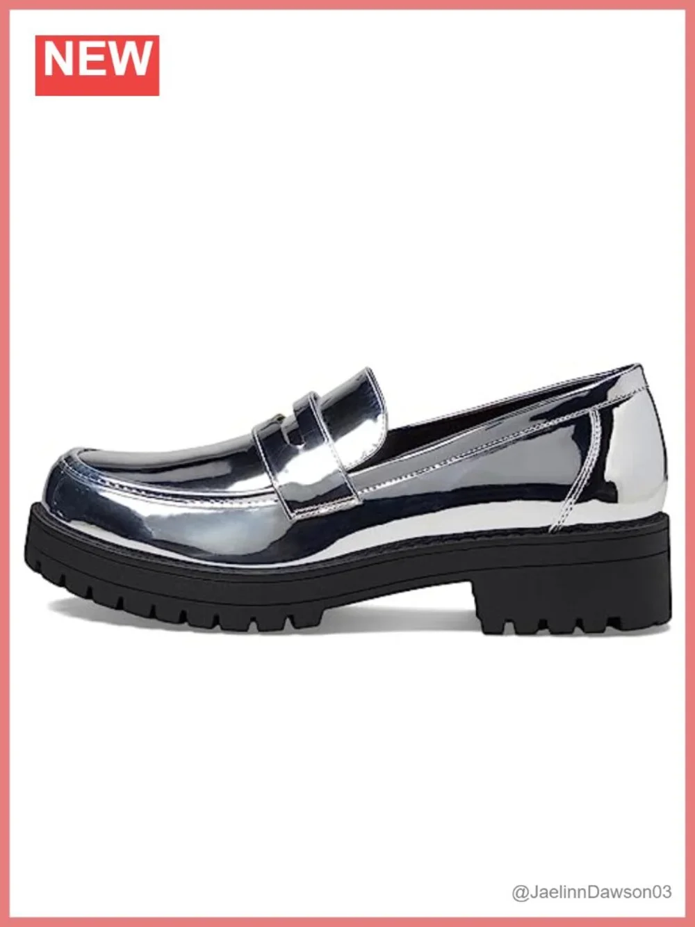 Leather Platform Mocc-On Loafers Low Block Heel Slip Resistant